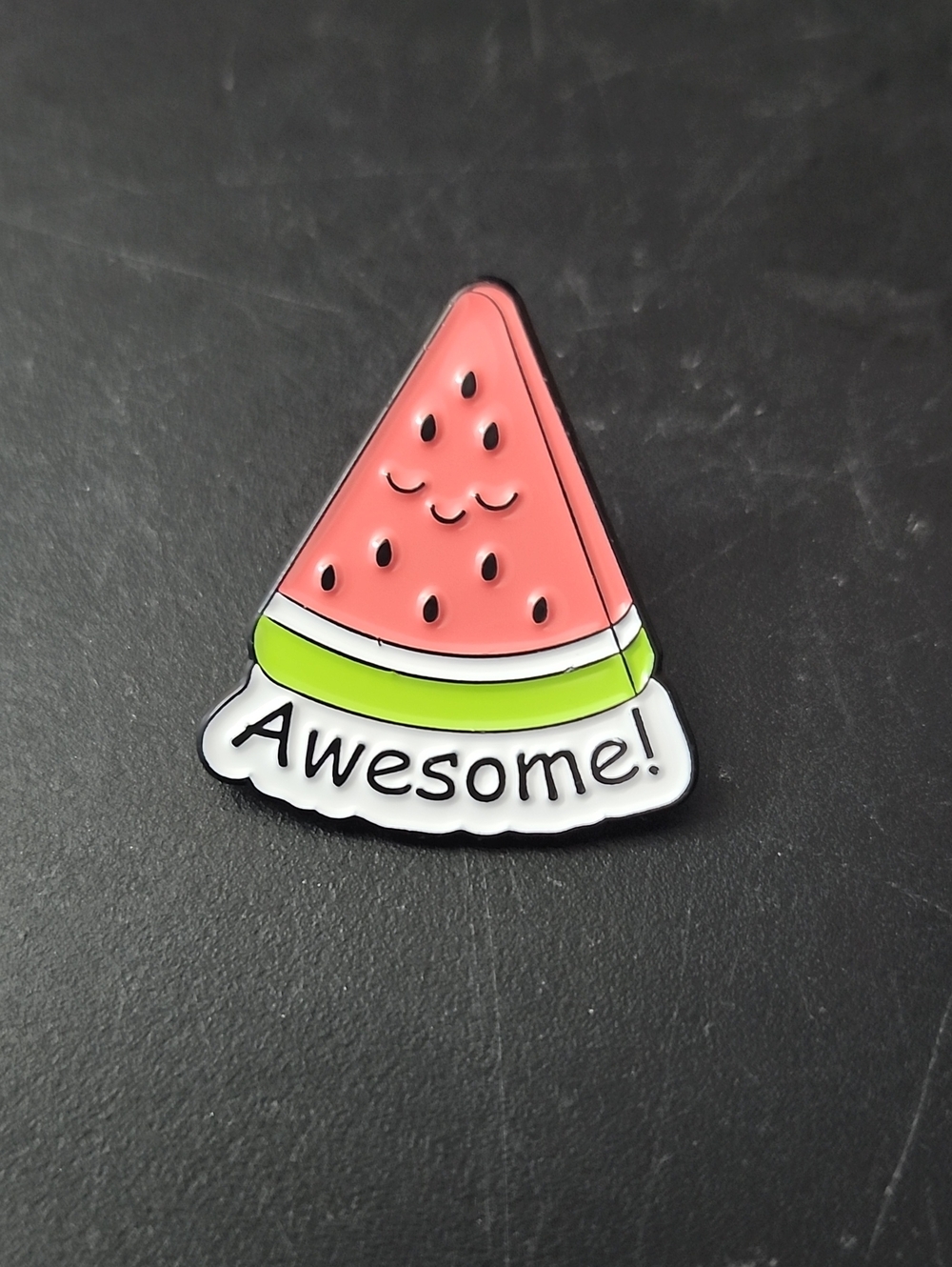Cute Watermelon 'Awesome!'  Enamel Pin - Pink & Green